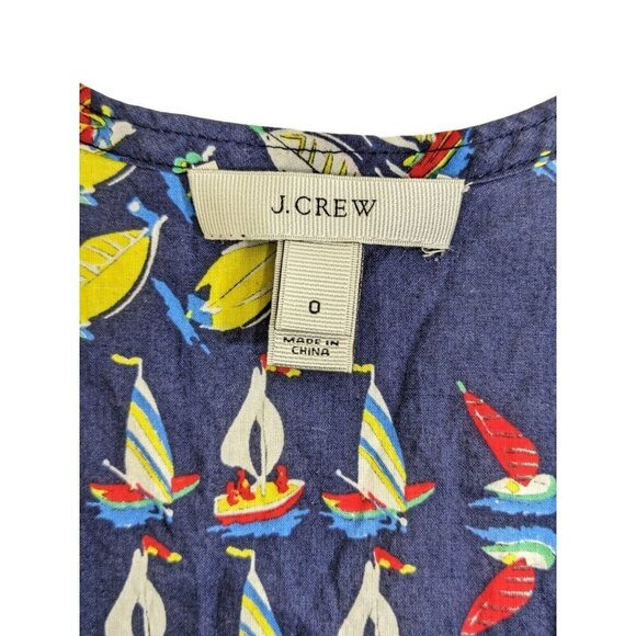 J Crew Tank Top Womens Size 0 Sailboat Print Cotton Sleeveless Navy Blue Multi - Picture 5 of 5